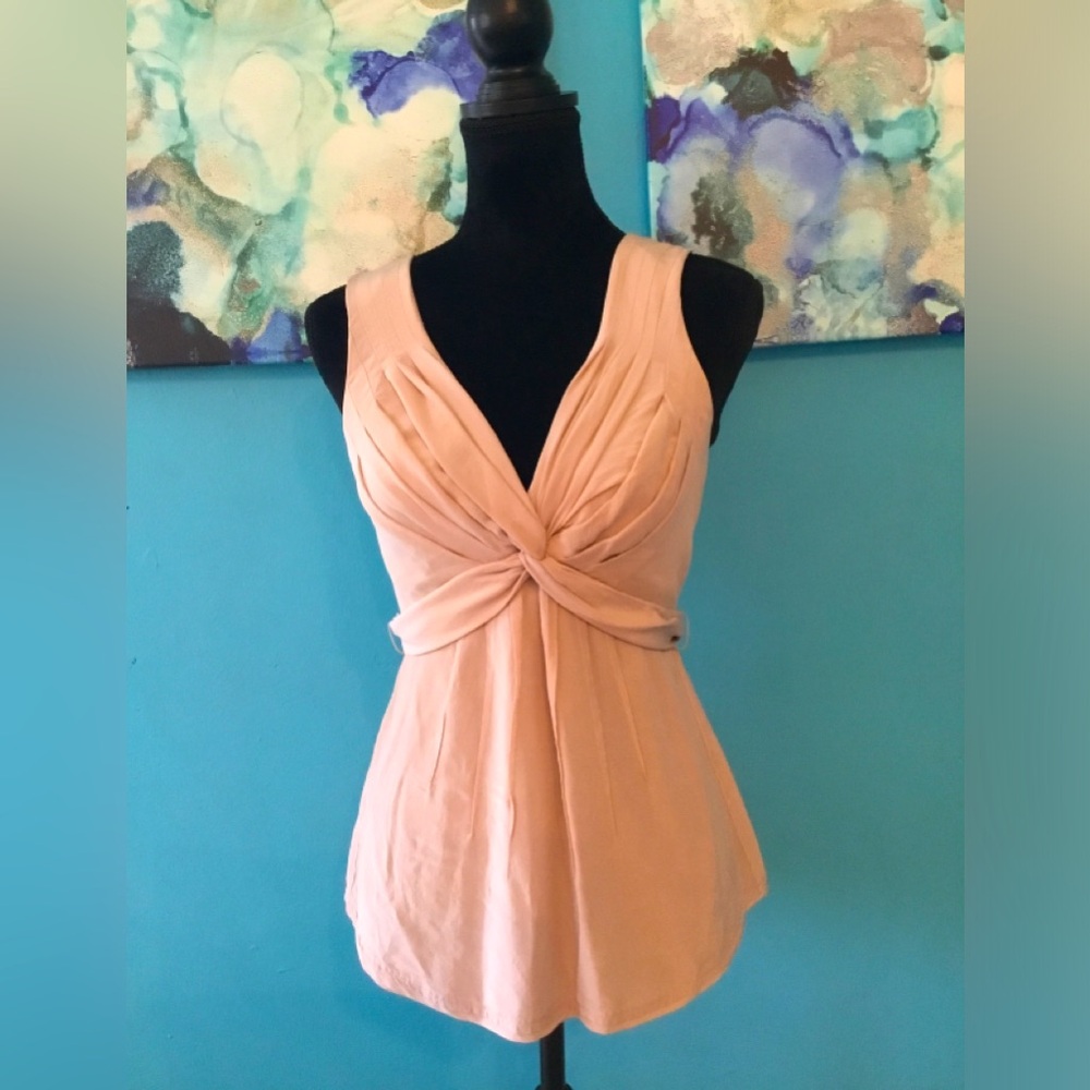 BCBGMaxAzria 100% Silk Cross Front Sleeveless Blouse